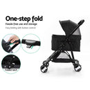 i.Pet Pet Stroller Dog Carrier Foldable Pram 3 IN 1 Middle Size Black