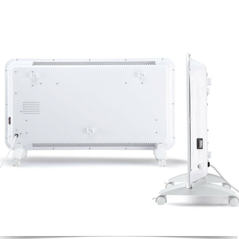 Spector 1500W Portable Electric Wall Panel Heater Timer Thermostat Wheels White