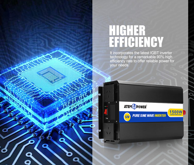 Power Inverter 12V to 240V 1500W/3000W Pure Sine Wave Camping Car Boat