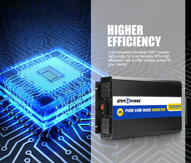 Power Inverter 12V to 240V 3000W/6000W Pure Sine Wave Camping Car Boat