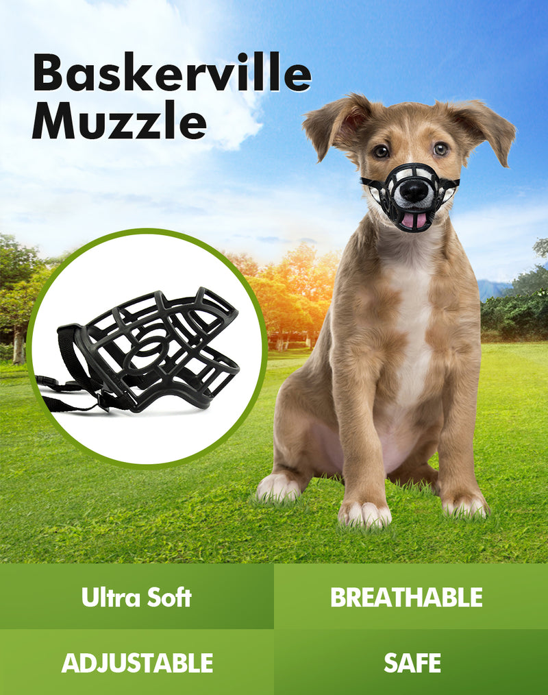 Soft Baskerville Dog Muzzle Pet Mask Bark Bite Training Treat Friendly Size XS