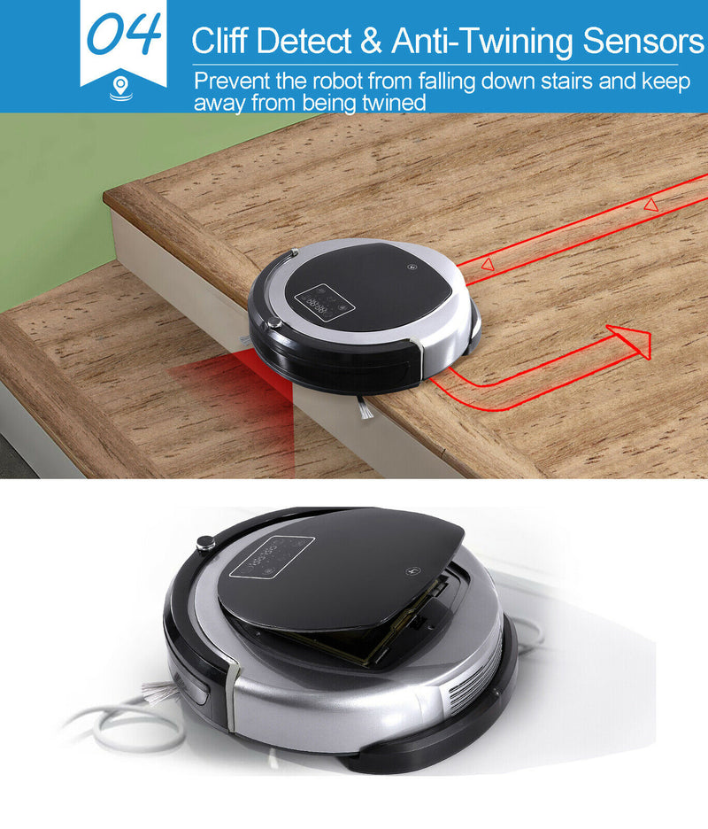 Automatic Robot Robotic Vacuum Cleaner Sweeper Dry Wet Mop Floor Carpet Recharge