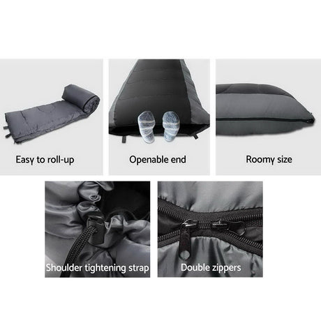 Weisshorn Single Thermal Sleeping Bag - Black & Grey