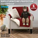 1 Seater Couch Sofa Cover Removable Quilted Slipcover Pet Kids Protector With Strap