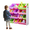 Levede 4 Tier Wooden Kids Children Toy Organizer Bookshelf with 12 Plastic Bins