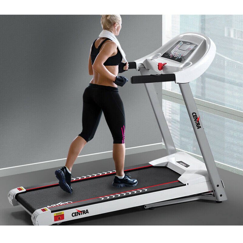 CENTRA Electric Treadmill Auto Incline Home Gym Exercise Machine Fitness White