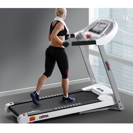 CENTRA Electric Treadmill Auto Incline Home Gym Exercise Machine Fitness White