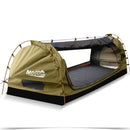 Mountview Camping Swags Canvas Free Standing Swag Dome Tents Kings Single Khaki