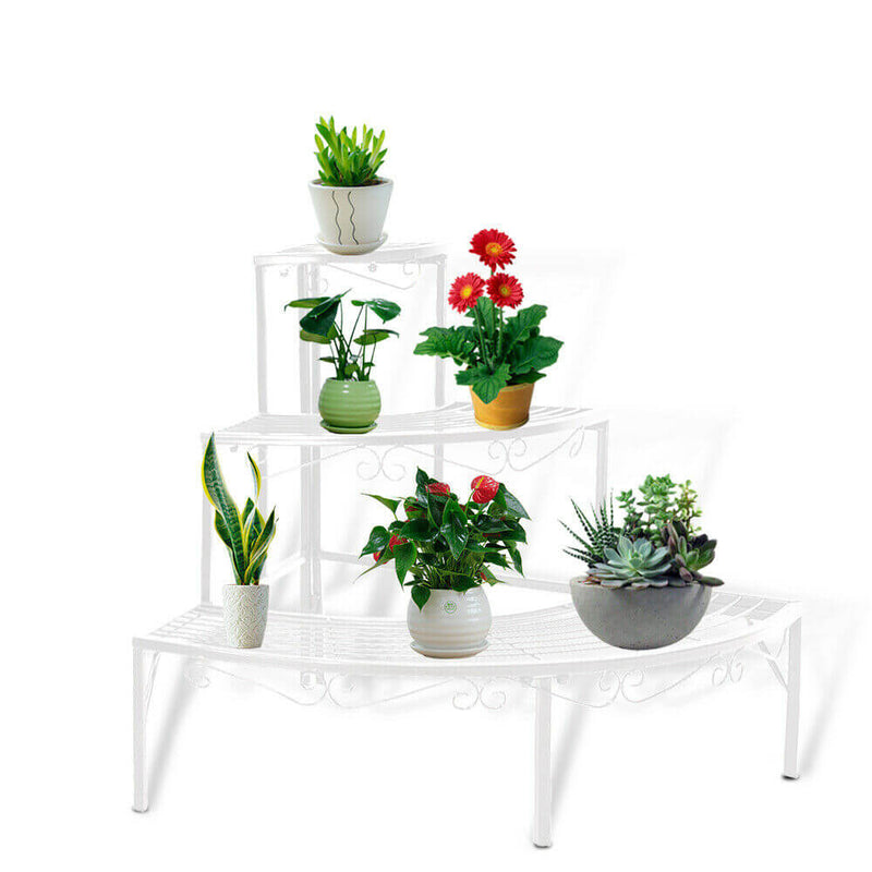 Levede Outdoor Indoor Pot Plant Stand Garden Metal 3 Tier Planter Corner Shelf