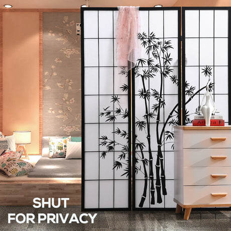 Levede 3 Panel Free Standing Foldable  Room Divider Privacy Screen Bamboo Print
