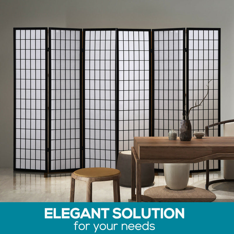 Levede 8 Panel Free Standing Foldable  Room Divider Privacy Screen Black Frame