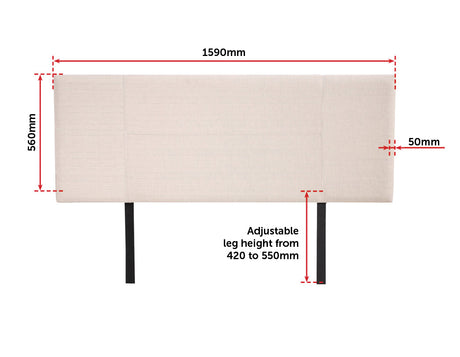Linen Fabric Queen Bed Headboard Bedhead - Beige