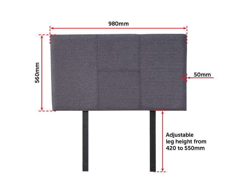 Linen Fabric Single Bed Headboard Bedhead - Grey
