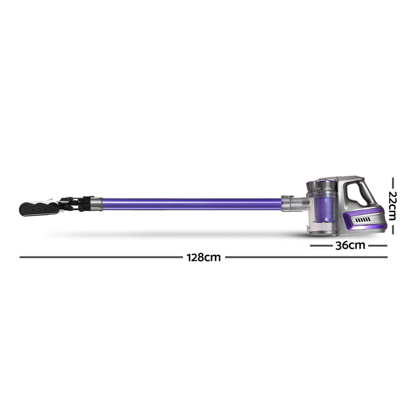 Devanti 150W Stick Handstick Handheld Cordless Vacuum Cleaner 2-Speed with Headlight Purple