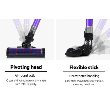 Devanti Cordless Handstick Vacuum Cleaner - Grey and Purple