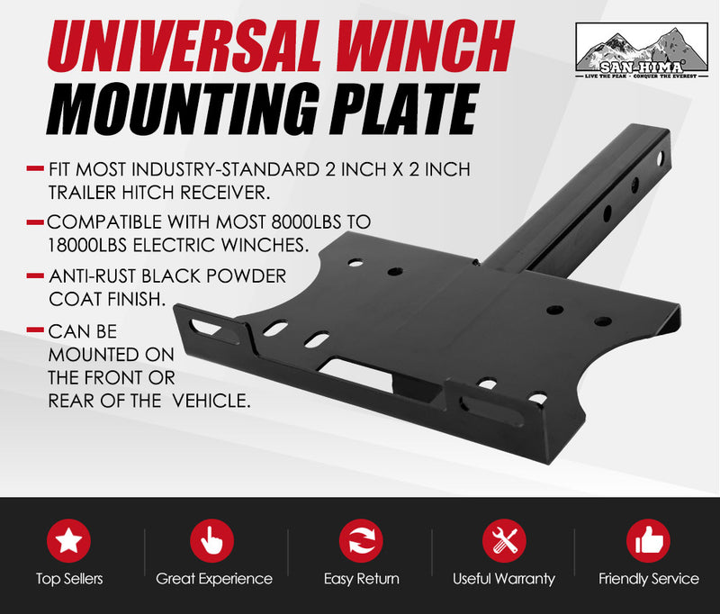 Universal Winch Mounting Plate Cradle 2" Receiver Hitch Truck Trailer ATV UTV
